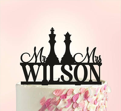 Chess King Queen Mr and Mrs Wedding Cake Topperchess Wedding 