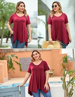 LARACE Plus Size Tops for Womens Summer Clothes Short Sleeve