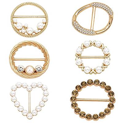 5PCS Scarf Ring Shirt Cinch Clip Metal Shirt Clips for Women Fashion Round  Clothes Clip Buckle Scarf Rings for Women Elegant Shirt Clip