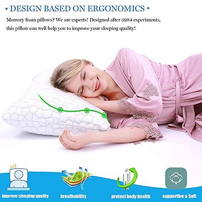 Memory Foam Pillows Queen Size Set of 4 - Cooling Bed Pillows for Sleeping  - Back, Stomach & Side Sleeper Firm Pillow - Comfy Cool Shredded Memory  Foam 4 Pack Queen Rayon