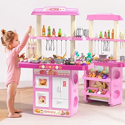  Toy Oven Play Kitchen Accessories - Realistic Pretend Play  Appliance for Kids with Lights & Sounds, Unique Kids Kitchen Playset Play  Food Toddler Learning Toys for Boys Girls Gift Birthday Christmas 