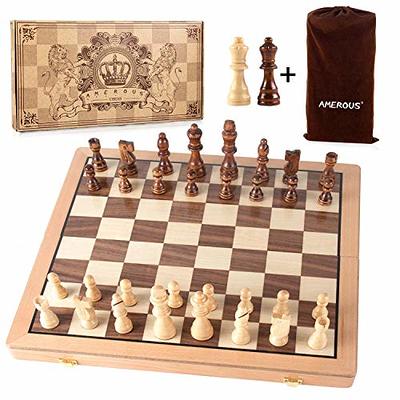 ASNEY Wooden Chess Pieces, Tournament Staunton Wood Chessmen Pieces Only,  3.15” King Figures Chess Game Pawns Figurine Pieces, Includes Storage Bag