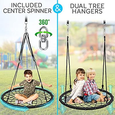 SereneLife Spider Web Tree Swing with Hang Kit and Center Spinner 40” 600  lbs Kids Outdoor Backyard Tree Playhouse Playground Saucer Swing Set Accessories  Platform Glider Mat Swinging Swingset,Black - Yahoo Shopping