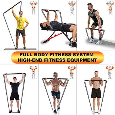 LAKXSF Home Gym Exercise Equipment - Portable Workout System 17 Fitness  Accessories 9 in1 Push Up Board Set, Resistance Bands with Pilates Bar
