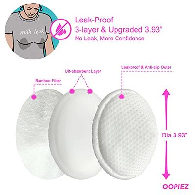 Langsprit Leak-Proof Reusable Bamboo Nursing Pads(14 Pack),Super Absorbent  Washable Breast Pads with Laundry Bag (Multicolored, Contoured)
