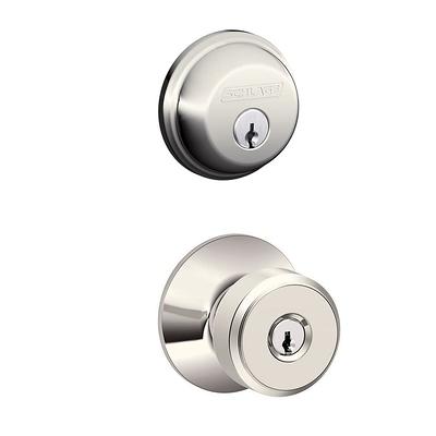 RELIABILT Dallas Satin Nickel Exterior Keyed Entry Door Handle in