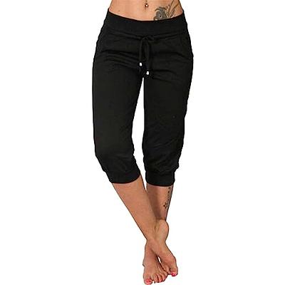 BZGTZT Women's Yoga Capri Pants Loose Fit Workout Sweatpants Comfy Lounge  Lightweight Joggers Cropped Pants with Pockets Black : : Clothing,  Shoes & Accessories