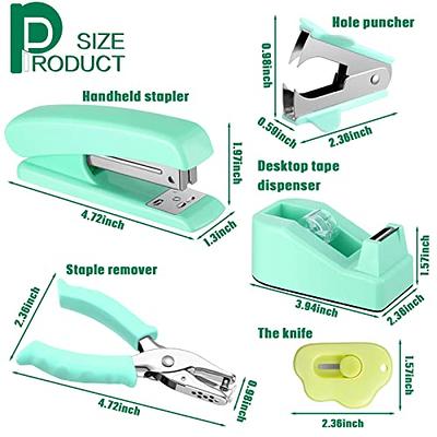 Green Office Set 1 Stapler 1 Box Of Staples 1 Tape Holder And Tape