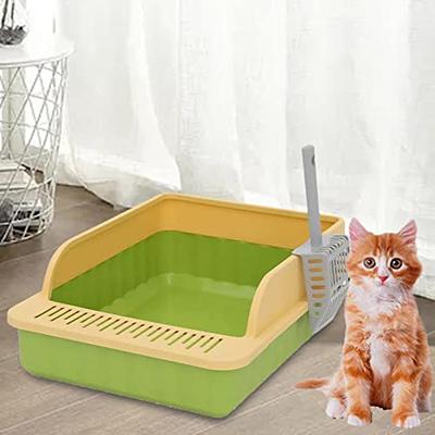 MagiDeal Pet Litter Tray Potty Toilet High Sided Cat Litter Box for Small  and Medium Cats, Green Yellow - Yahoo Shopping