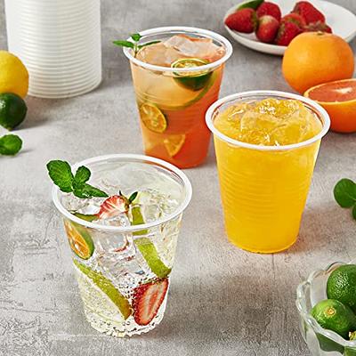 SHOPDAY Disposable Plastic Cups with Lids 8oz Clear Plastic Cups