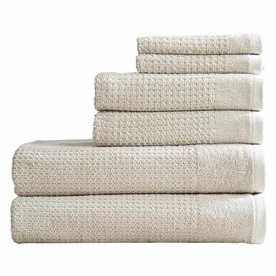 FRESHFOLDS Gray Solid 100% Cotton Textured Bath Towel (Set of 4