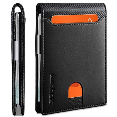 Minimalist Slim Wallet, Front Pocket Rfid Blocking Leather Credit