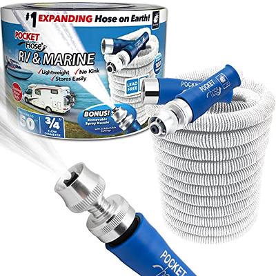  Pocket Hose Silver Bullet 25 ft Turbo Shot Nozzle Multiple  Spray Patterns Expandable Garden Hose 3/4 in Solid Aluminum Fittings  Lightweight and No-Kink : Patio, Lawn & Garden