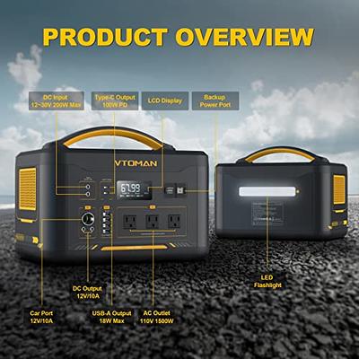 VTOMAN Solar Generator 1500W (3000W Peak) with 220W Solar Panel Included,  1548Wh LiFePO4 Power Station with 1500W AC Outlets, 100W USB Ports, 12V DC