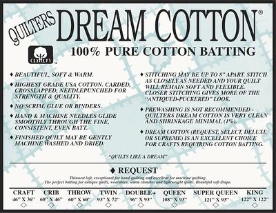 Toasty Cotton Natural Cotton Quilt Batting