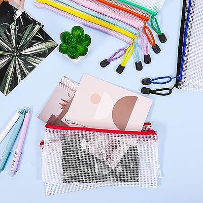 EOOUT 10pcs Mesh Zipper Pouch Zipper Bags, A3 Size 16.9x12.4 Inches Large  Storage Bags for Organizing, 10 Colors Puzzle Bag Zipper File Bags for