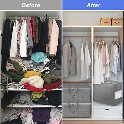 Unique Bargains Foldable Clothes Storage Bins Closet Organizers with Reinforced Handles Blankets Bedding Grey