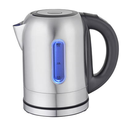 MegaChef 1.8L White Half Circle Electric Tea Kettle With Thermostat