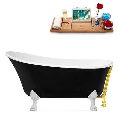 Streamline 57 in. Acrylic Clawfoot Non-Whirlpool Bathtub in Glossy