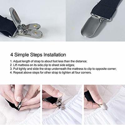 Bed Sheet Holder Corner Straps - 4 pcs Mattress Cover Clips to