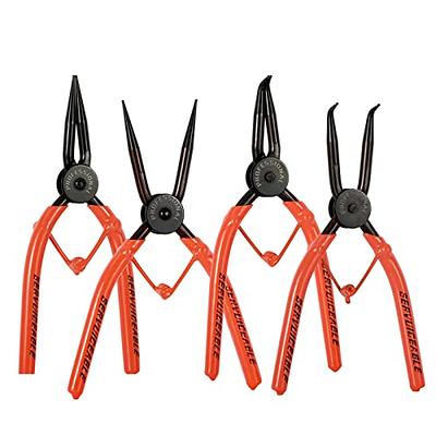 Snap Ring Pliers, Hosrnovo 4 in 1 C Clips Removal Retaining Set for Automotive and Engine Repair, Interchangeable Jaw Head 45 90 and 180 Degree Angled