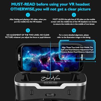  VR Headsets for Phone Cell Phone Virtual Reality headsets 3D  Glasses Helmets VR Goggles for TV Movies Video Games Compatible to iOS  Android Support 4.7” to 7.3” Mobile Screen with Controller (