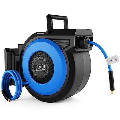 Klutch Auto-Rewind Air Hose Reel, with 3/8in. x 50ft. Hybrid