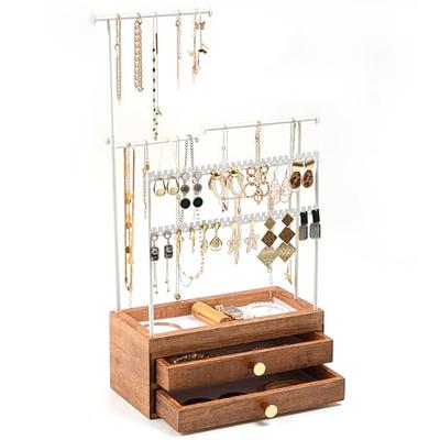 Bamboo Wood Jewelry Organizer Stand Earring Holder Organizer Necklace  Display Rack Jewellery Tower Bracelets Holder Storage Tree - China Bathroom  Shelf and Countertop Vanity price