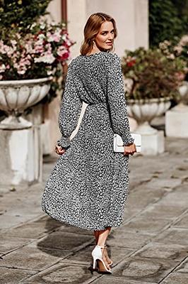 PRETTYGARDEN Women's Floral Print Boho Dress Long Sleeve Wrap V Neck Ruffle  Belted A-Line Flowy Maxi Dresses (Black,XX-Large) - Yahoo Shopping