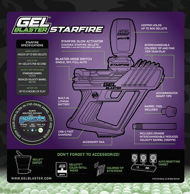 Gel Blaster Starfire, Glow-in-the-Dark Gellet Blaster, with 5,000 Starfire  Glow-in-the-Dark Gellets