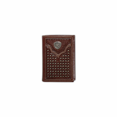 Lucky Brand Men's Western Embossed Leather Bifold Wallet - Brown