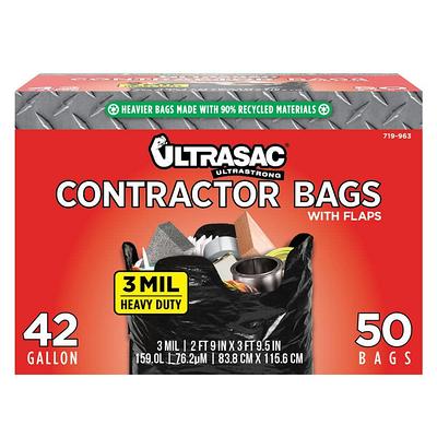 Ultrasac 42-Gallon Heavy Duty Contractor Bag with Flaps (50-Count), Black -  Yahoo Shopping