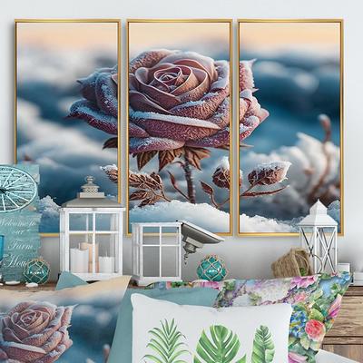 Designart A Blooming Pink Roses Flower In Winter Floral & Botanical  Framed Art Print - Yahoo Shopping