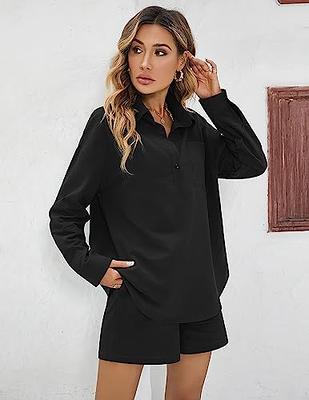  2 Piece Casual Outfits for Women Shorts Long Sleeve