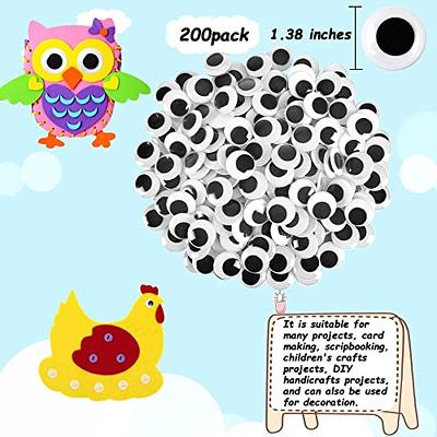FEBSNOW 200 Pieces Wiggle Eyes Self Adhesive Black White Googly Eyes for DIY Crafts Decoration (10mm)