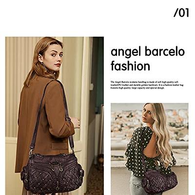 Angel Barcelo Satchel Purses for Women, Ultra Soft Vegan Leather