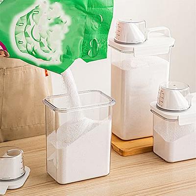 1pc Transparent Laundry Detergent Storage Box With Measuring Cup For  Sorting Washing Powder, Liquid And Grain