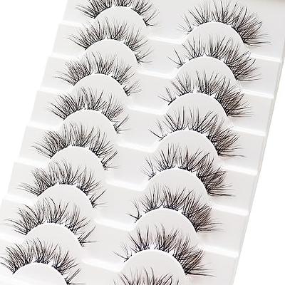 Losha Lashes Natural Look Manga Lashes with Clear Band Wispy False Eyelashes  10 Pairs Spiky Asian Eye Lashes Pack Lightweight Anime Fake Eyelashes for  Korean Cosplay Makeup (Girls Group) 