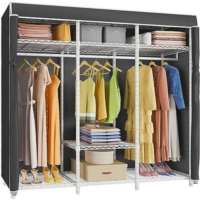 Raybee Free Standing Closet Organizer,Clothing Rack with Shelves Heavy Duty  Clothes Rack for 250+ Clothing Racks for Hanging Clothes Load 400LBS