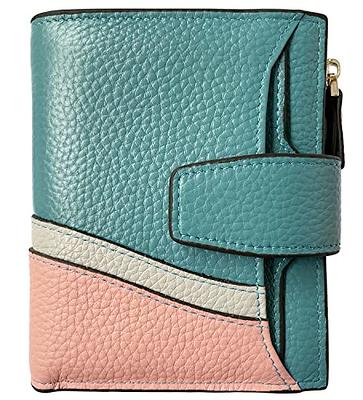 AINIMOER Women's RFID Blocking Leather Small Compact Bi-fold Zipper Pocket  Wallet Card Case Purse with id Window (Stitched Sky Blue) - Yahoo Shopping
