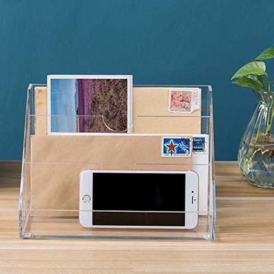  File Organizer for Desk Mail Organizer Countertop, Wood  Detachable 4 Slots Mail Sorter Letter Holder, Desktop Accessories Organizer  Office Supplies Organzier for Letter Mail Folder Bill Document ipad :  Office Products