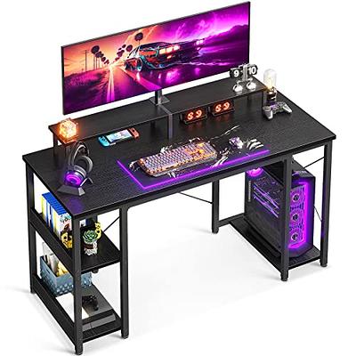 BYBLIGHT Havrvin 66-in. Wing-Shaped Black MDF Gaming Desk