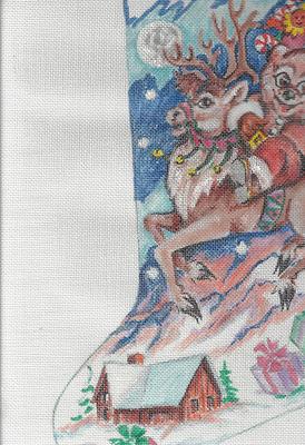Needlepoint Personalized Christmas Stocking: Teddy Bear Santa Bag