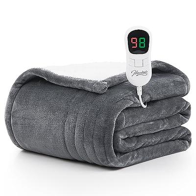 Electric Heated Blanket Throw 50x60, Thick Tufted Electric Blanket Throw  with 6 Heating Levels and 20 Time Settings, Machine Washable, Grey