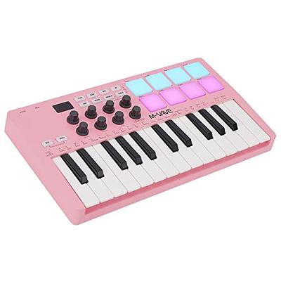 M-WAVE 25 Key USB MIDI Keyboard Controller With 8 Backlit Drum Pads,  Bluetooth Semi Weighted Professional dynamic keybed 8 Knobs and Music  Production,Software Included (Pink) - Yahoo Shopping
