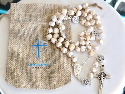Silver and Golden Cross Beads 'Catholic Rosary' With Jerusalem Soil