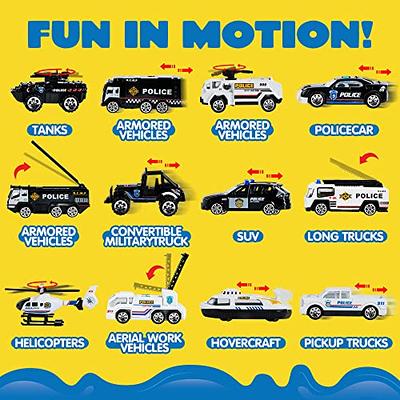 JOYIN 25 in 1 Die-cast and Mini Vehicles Police Rescue Truck Car Vehicle Toy  Set with Sounds and Lights for Boys Aged 3+ 