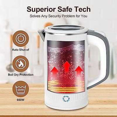 EVATEK Small Electric Kettle, 600W Mini Portable Tea Kettle, Travel  Stainless Steel Interior Hot Water Boiler, Auto Shut-Off & No Base, Gift  for Camping, Office, Student Dormitory - Yahoo Shopping