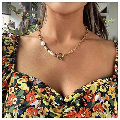 Boho Irregular Pearl Chain Choker Necklace