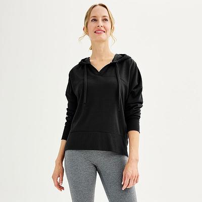 Women's Tek Gear V-Neck Easy Hoodie, Size: Large, Black - Yahoo